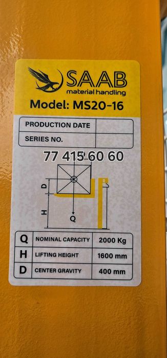 Ручная гидравлическая rohli (Рохля, Тележка, Штабелер) 2 т 160 см SAAB
