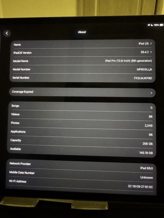 Ipad pro 12.9 celular 6th 256