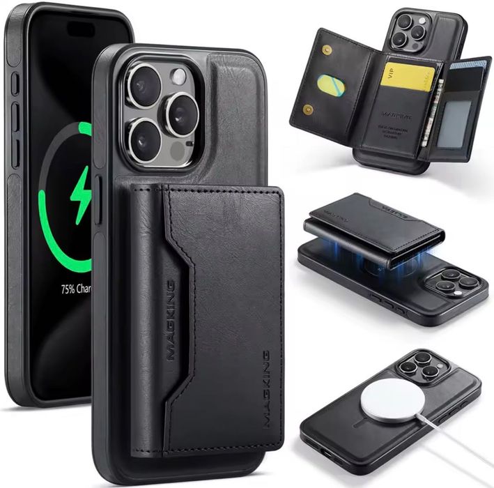Калъф от ЕКО кожа с Magsafe портфейл за iPhone 16 Pro