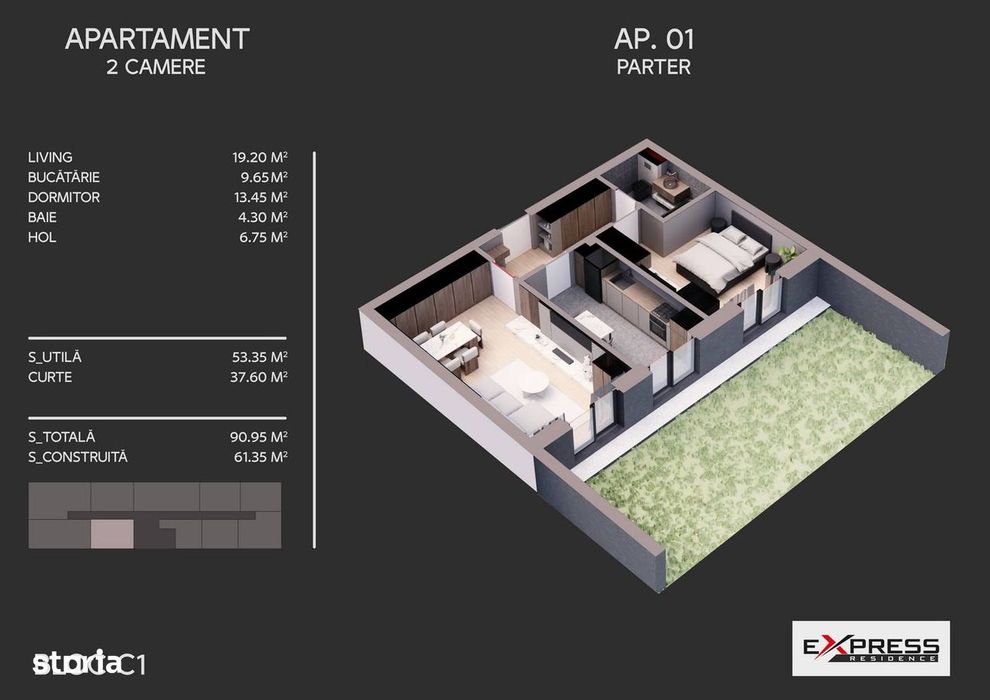 Apartament cu 2cam si curte37 mp, Bd Metalurgiei, Parcul Tudor Arghezi