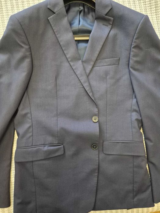 Тъмносин мъжки костюм Teodor – Slim Fit, размер М - отлично състояние