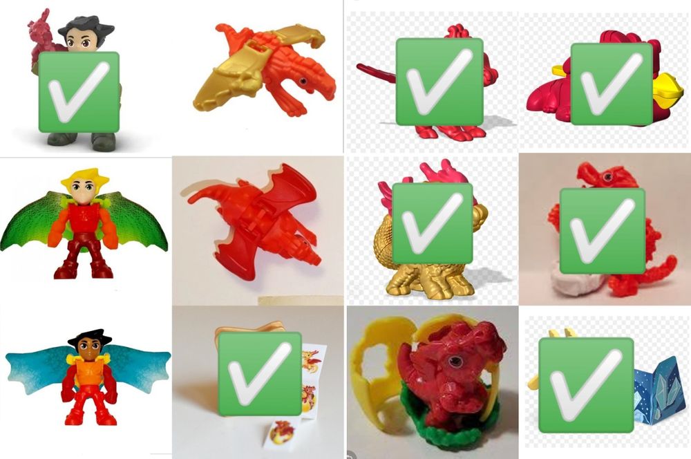 Фигурки Kinder в капсулах с вкладышами и без