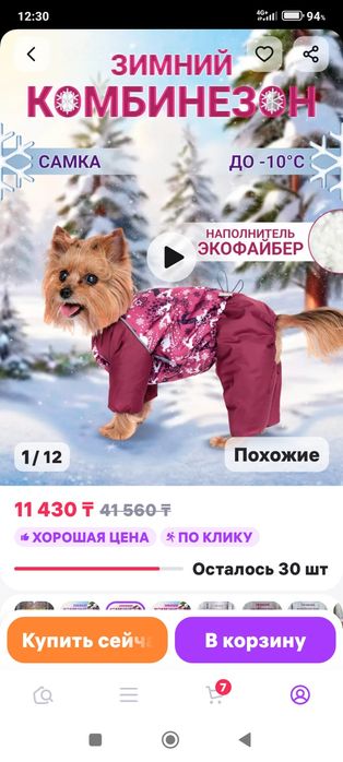 Комбинезон для собаки зимний