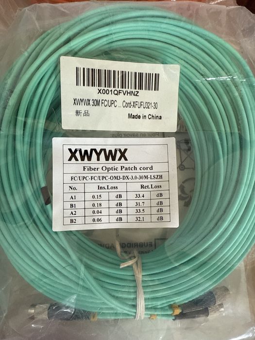 Cablu patch fibră optică 30m OM2/OM3/OM4 DX LSZH 3.0mm,duplex,ST FC SC