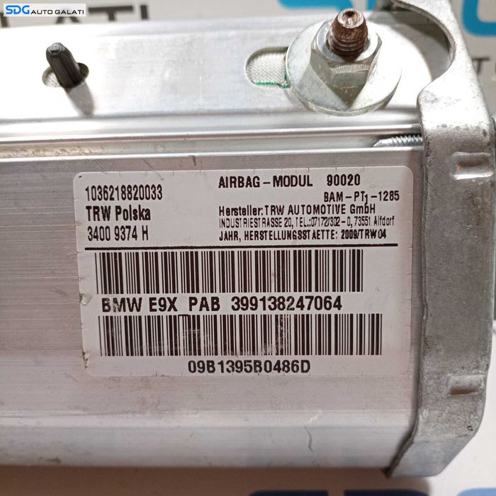 Airbag Pasager Dreapta BMW Seria 3 E90 E91 E92 E93 2004 - 2010 Cod 34043943A 34009374H [2060]