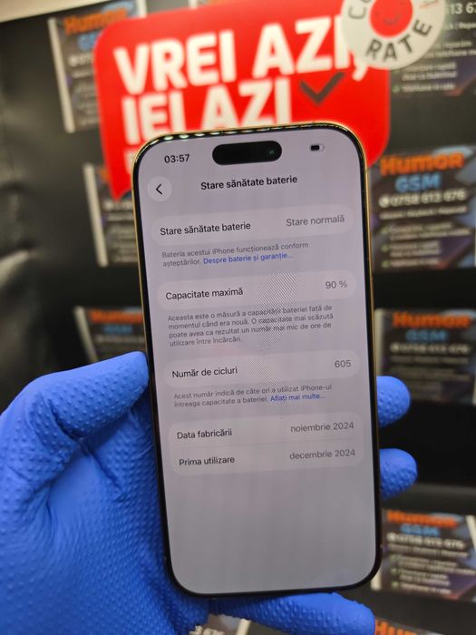 iPhone 16 Pro / Gold / 128GB / Baterie 90% / Garantie / Posibilitate Rate