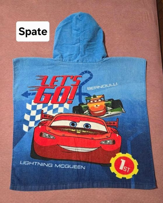 Poncho plajă copii model CARS, material 100% bumbac, în stare excelentă