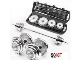 Набор разборных гантелей и штанги в кейсе – 50 кг