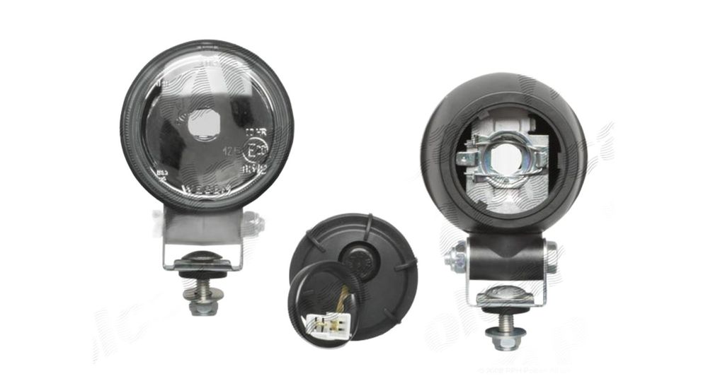 Proiector auto Wesem 12/24V bec H3, 84x90mm sticla alba carcasa de plastic neagra rotunde, cu lumina de drum, 1 buc