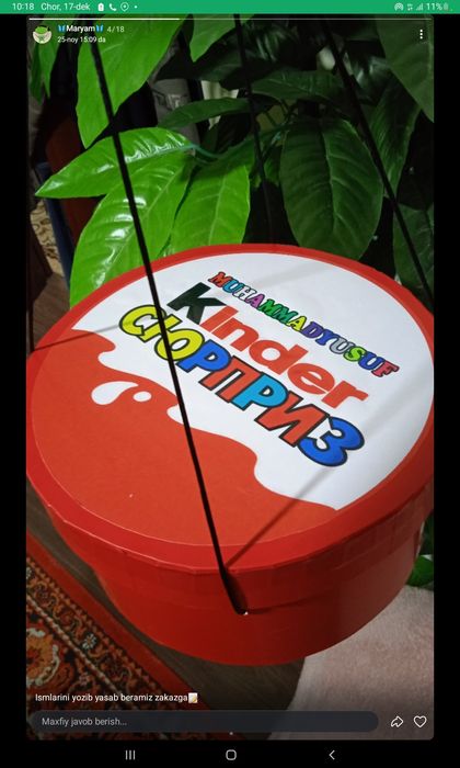 Kinder karopka sovģa uchun