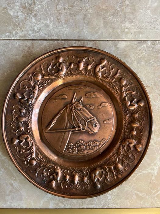 Медно пано, чиния за стена «Кон»