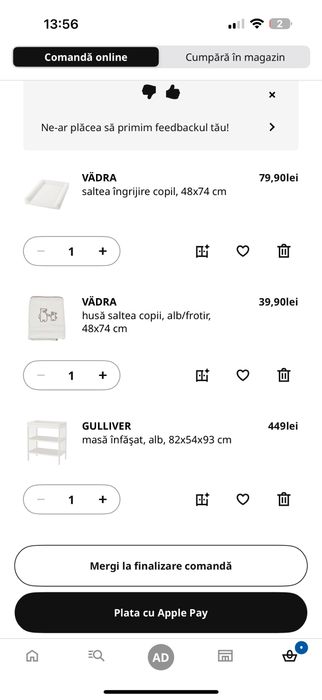 Set masa de infasat, saltea, husa Gulliver, Ikea