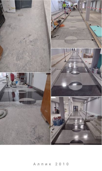 Шлайфане на стара мозайка, мрамор, варовик, гранит и д-р.