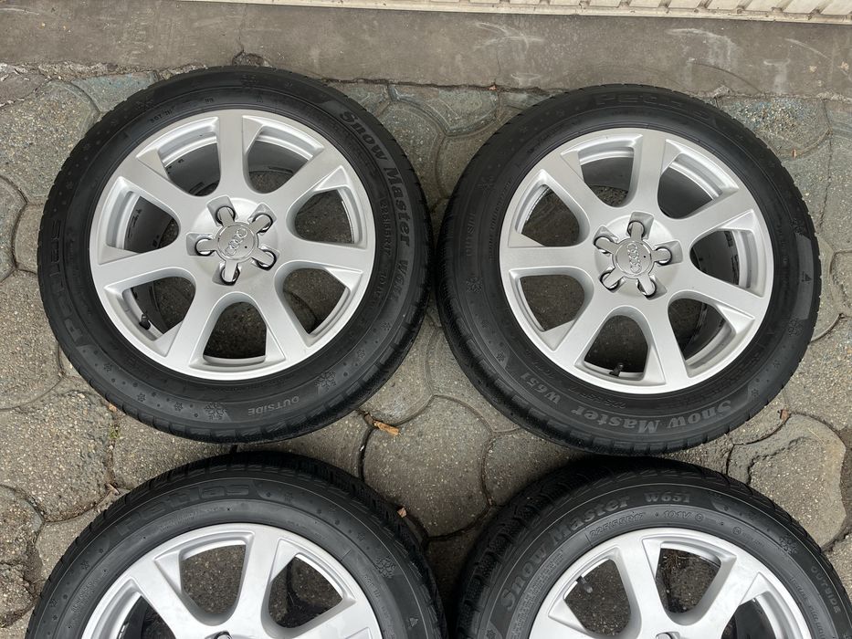 Jante aliaj 5x112mm, anvelope iarna 225/55 R17 Audi A4 B8 B9, A6 C6 C7