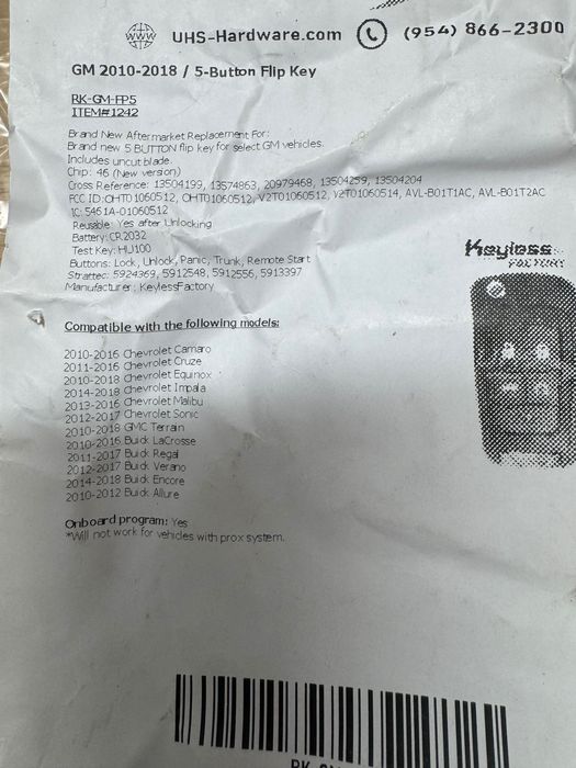 Ключ Chevrolet GMC Cadillac key GM програмиране