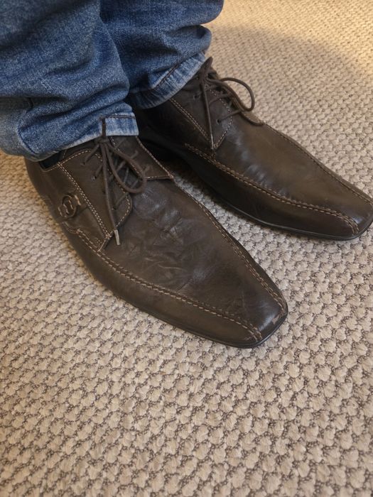 Pantof Piele, maro inchis, stare f buna, 44-45