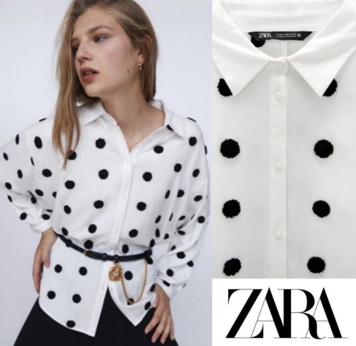 Оригинална риза Zara на точки – релефна материя размер М