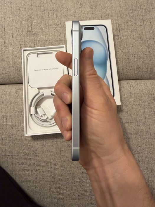 iphone 15 blue, 256gb, ca nou, baterie 100% (50 cicluri)