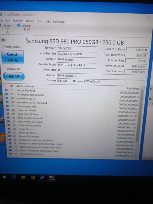 SSD Samsung 980 Pro 256 GB