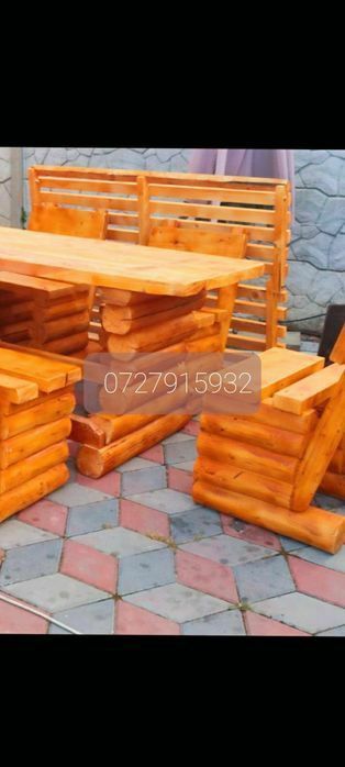 Masă cu scaune ,rustic