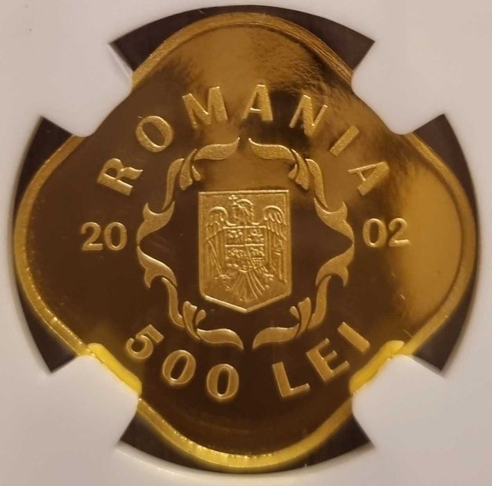 Set 3 monede BNR aur, monumente arta feudala, gradate NGC