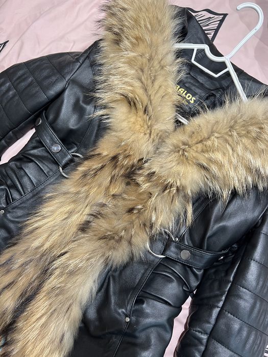 Кожено яке с естествен косъм