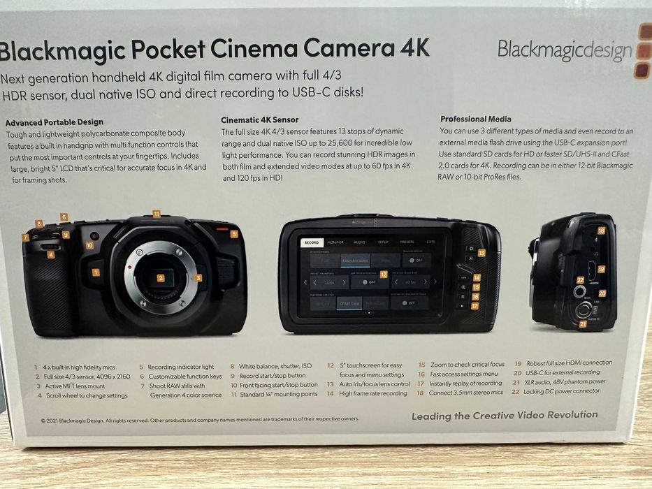 Продам Blackmagicdesign Pocket Cinema Camera 4K линза Sigma 16 mm