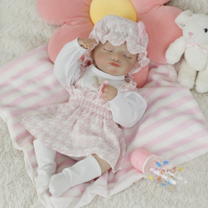 Кукла реборн момиче, реалистична кукла бебе, преродено реборн бебе, Reborn doll 47-48см , спящо бебе