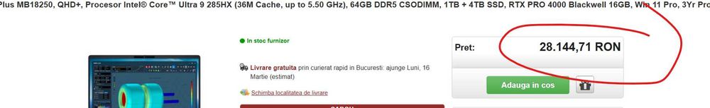 Laptop Dell Precision Pro Max 18 Plus Ultra9 64GB Ram RTX Pro 4000 5TB