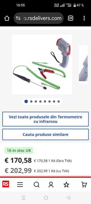 Kit termometru RS PRO RS1327K, +1350 °C, +1999 °F max., ±0,1citire +1