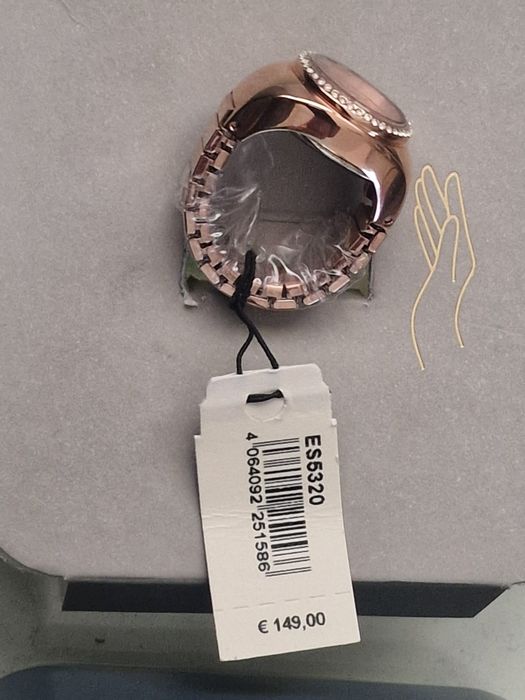 Ceas Dama fossil inel rosu gold nou