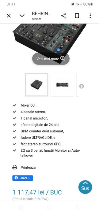 De vanzare mixer pasiv behringer DJX 750
