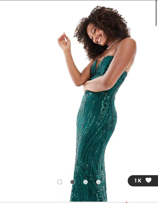 НОВА Уникална, дълга, официална, блестяща, тъмно зелена рокля