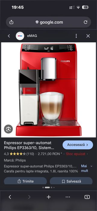 Espresor cafea philips