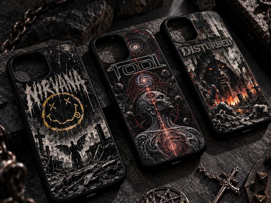 Премиум кейсове за Айфон с вашата любима рок/метъл група iPhone 14/15/16/17 pro, pro max / възможна персонализация / супер подарък