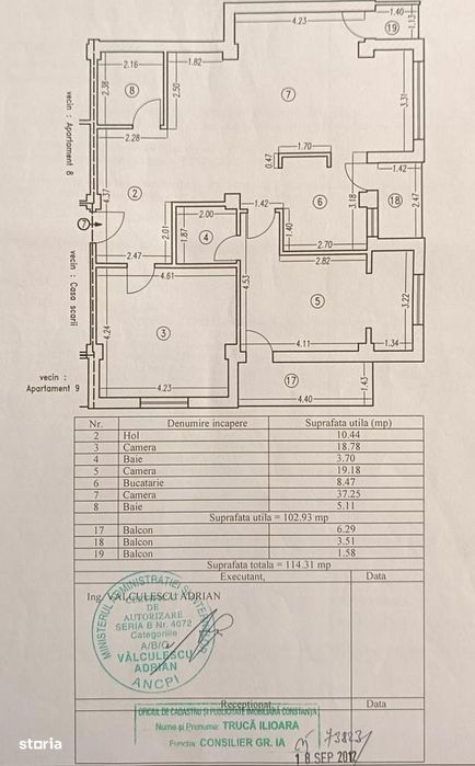 Compozitorilor apartament 3 camere Decomandat suprafata totala de 114