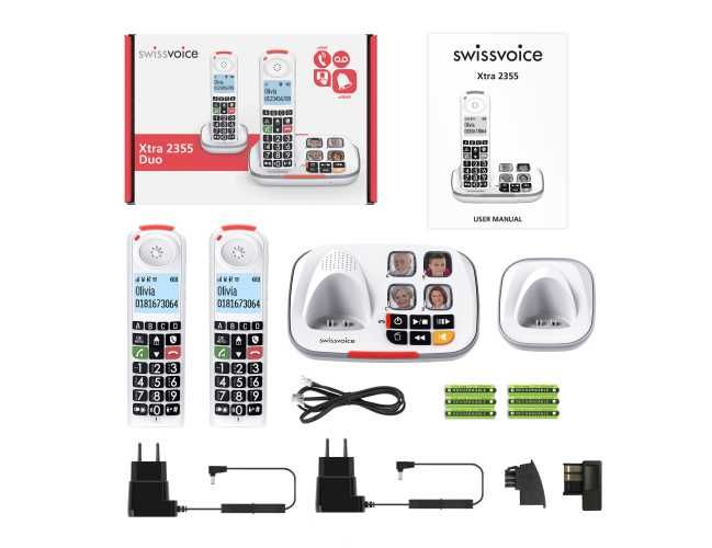Телефон комплект Swiss Voice XTRA 2355 DUO, Безжичен, бял, 2 броя