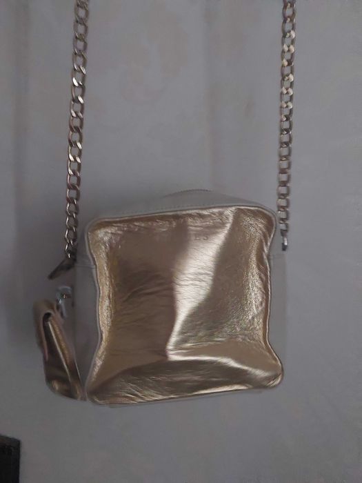 ISLUES Max Mara Original 100% Кожа златна чанта