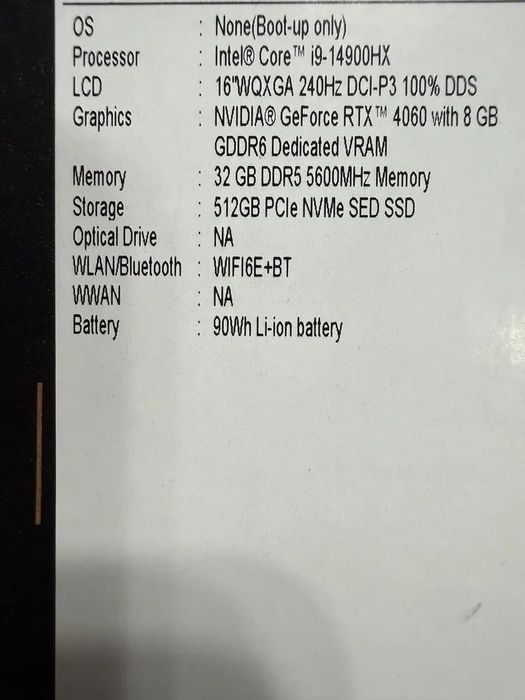 Acer Predator Helios Neo 16 i9-14900HX 256 GB