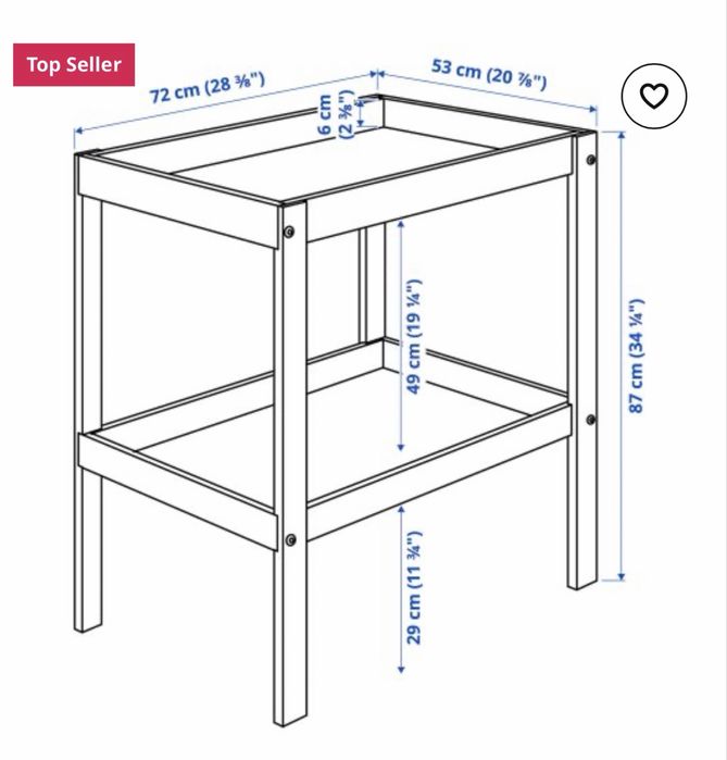 Маса за повиване IKEA + повивалник, кош и постелка