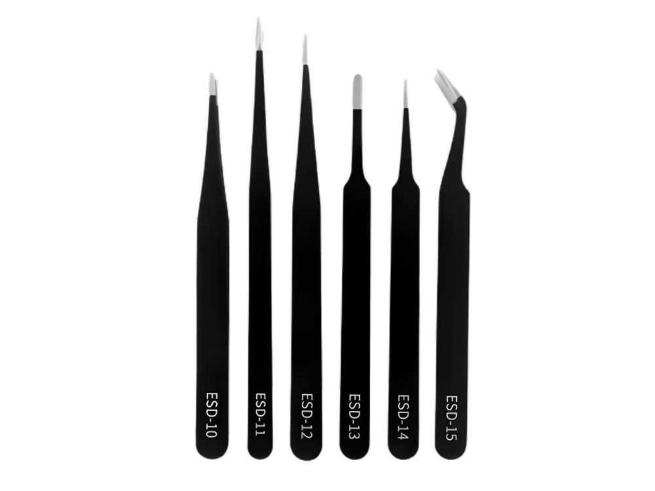 Set 6 Pense Antistatice de Precizie ESD, Otel Inoxidabil, Electronica/GSM