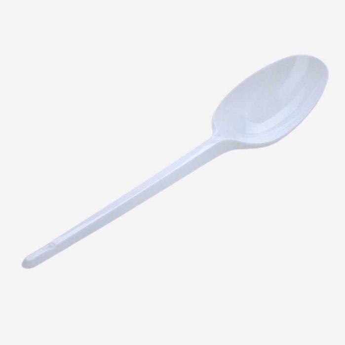 Bir martalik plastik qoshiq, oq, 50 dona