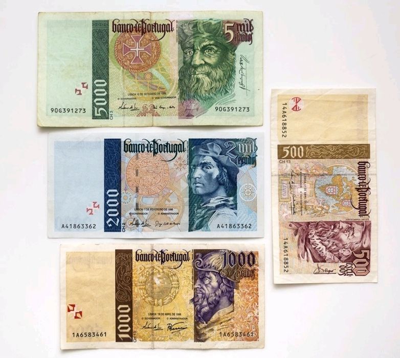 Lot 4 bancnote Escudo Portugalia