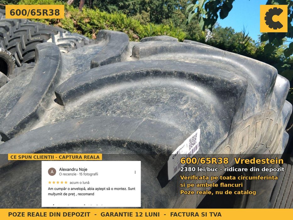 Anvelope Cauciucuri 600/65R38 600/65 R38 600/65-38 6006538 Vredestein Tractor Punte Spate Utilaje Agricole SH Second Hand SECOND HAND Garantie 1 An