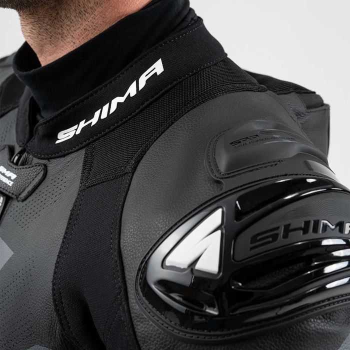 Кожен мото екип SHIMA RS-01 Black  1част,гърбица,слайдери, протектори