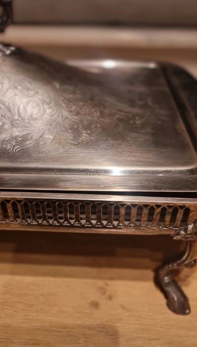 Vas metal argintat, piesa de colectie, elegant, sfarsit secol XIX, inc