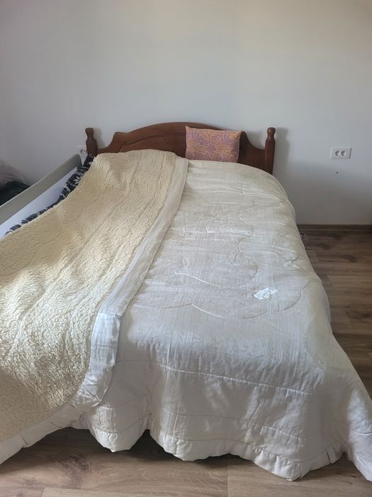 Cuvertură din lână naturală Merinos – moale, elegantă, culoarea untului – 260x260 cm