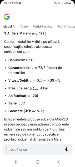 troliu pe aer nefolosit niciodată fabricat de Angred Baia Mare