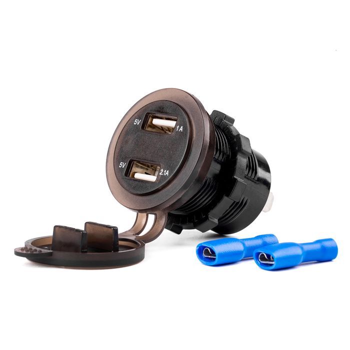 Incarcator auto Amio, rezistent la apa cu voltometru digital 2xUSB 12/24V MOD-06, QC3.0 fast charging
