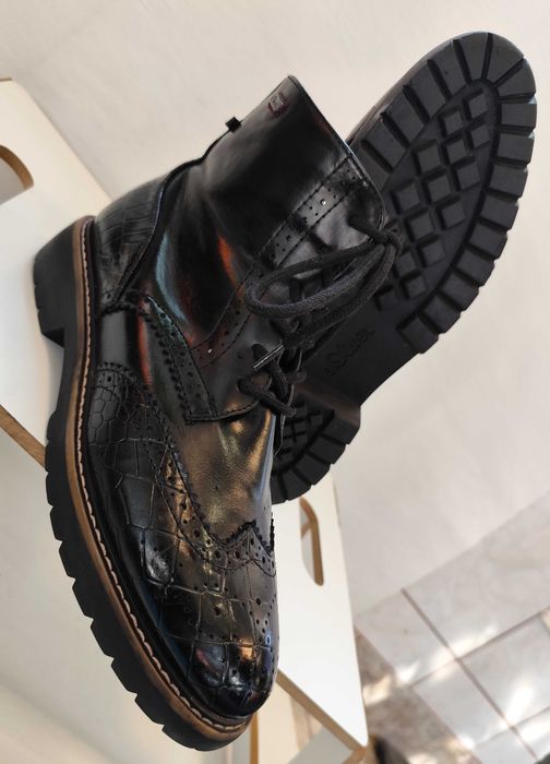 Ghete lace up brogue 40 Lav Artigianale piele naturala moale